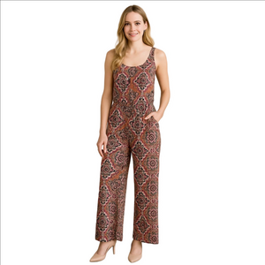 H&M Size 6 Floral Orange Pink Strapless Wide Leg Jumpsuit Romper